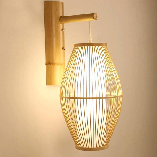 Handcrafted Conical Bamboo Shade Hanging Lamp – Rustic Boho Lighting