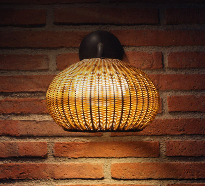 Globe Bamboo Wall-Hanging Lamp – Rustic Ambient Wall Lighting