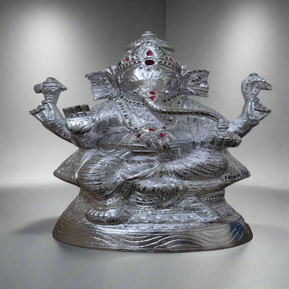 White Metal Laxmi & Ganesha