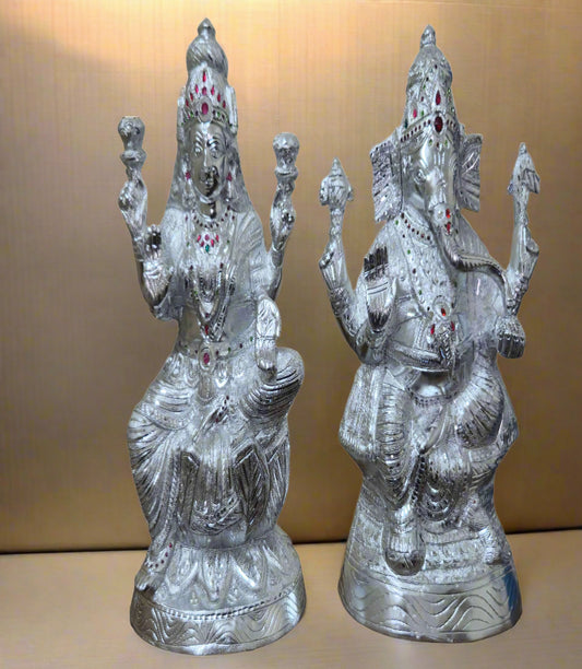 White Metal Laxmi & Ganesha