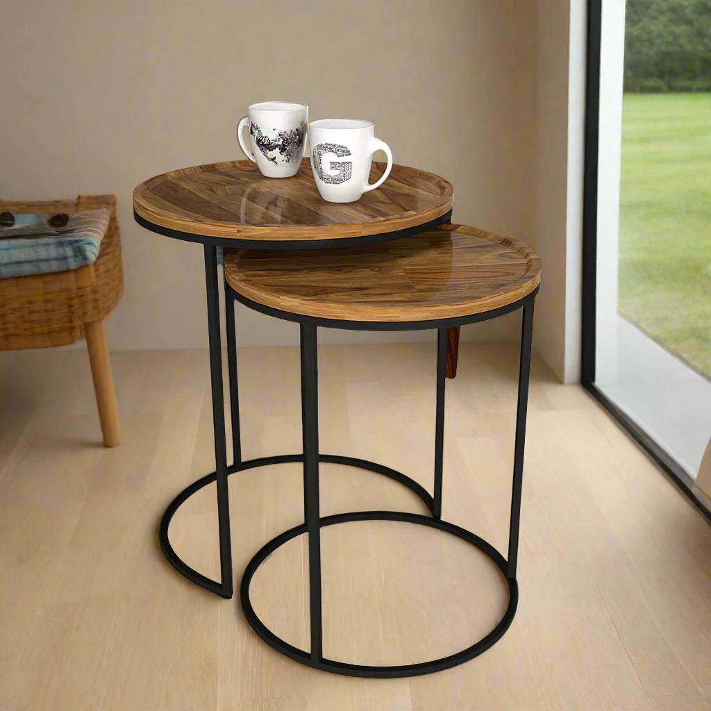 Urban Elegance Sheesham Wood Nesting Table