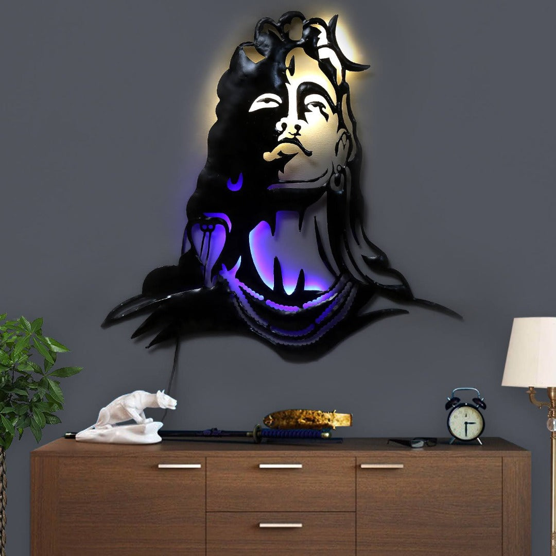 Lord Adiyogi Shiva statue with integrated lighting, ideal for spiritual and meditation décor