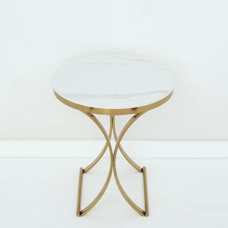 Round Side Table With Marble Top