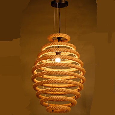 Spiral Rope-Style Bamboo Hanging Lamp – Artistic Boho Statement Lighting