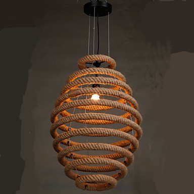Spiral Rope-Style Bamboo Hanging Lamp – Artistic Boho Statement Lighting