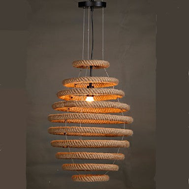 Spiral Rope-Style Bamboo Hanging Lamp – Artistic Boho Statement Lighting