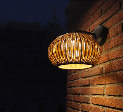Globe Bamboo Wall-Hanging Lamp – Rustic Ambient Wall Lighting
