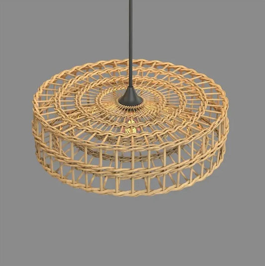 Circular Layered Bamboo Ceiling Lamp – Handwoven Modern Pendant Light