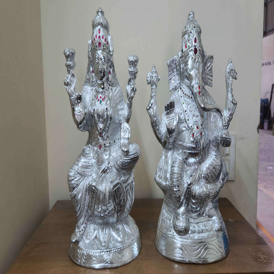 White Metal Laxmi & Ganesha