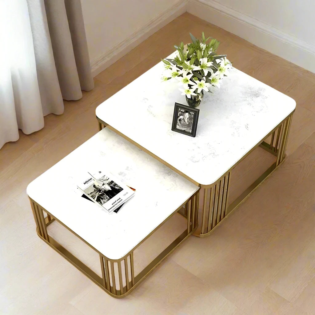 Modern square table set of 2, minimalist and versatile for various home decor styles